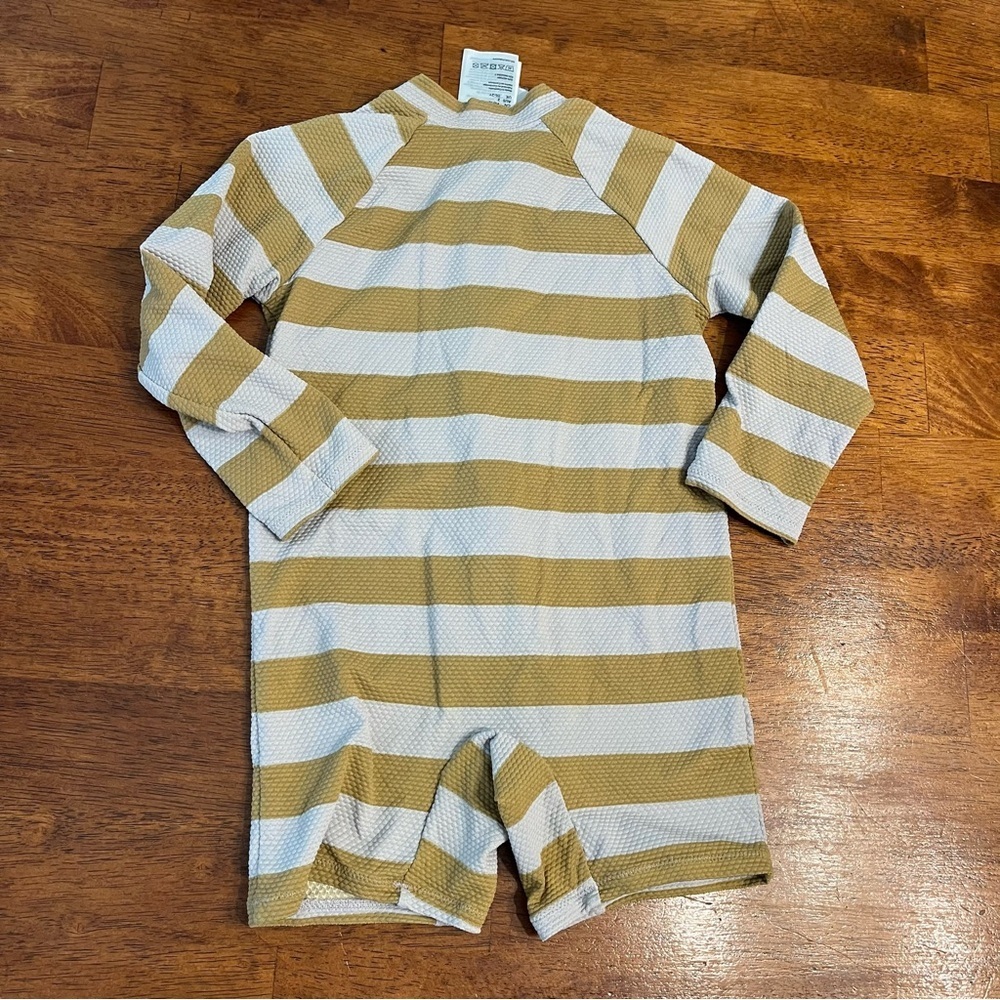 H&M Kids Swim Swimsuit Rashguard - Gold and White Stripes - Picture 3 of 3